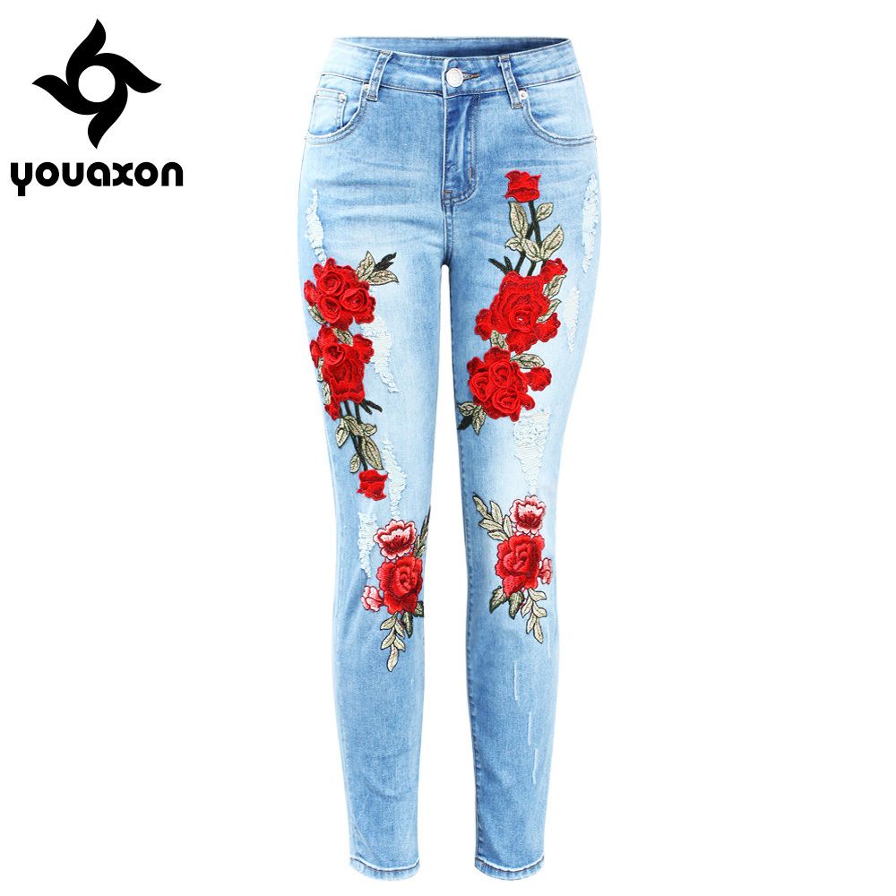 Compra 2126 Youaxon New Plus Size Stretchy Ripped Jeans Con Desgastes 3d Bordado  Flores Mujer Pantalones De Mezclilla Pantalones Para Mujeres Jeans S19713  Barato | Entrega Rápida Y Calidad | Es.Dhgate