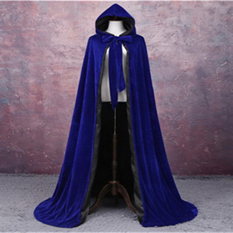 2020 Royal Blue And Black Lined Outdoor Wedding Cloak Velvet Cloak