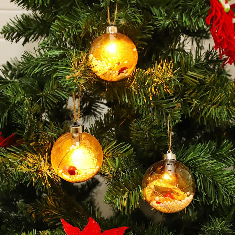 Acheter Boules De Noël Lumineuses Avec Lumières Arbre De Noël Lueur Boule De Cristal Pendentif Maison De Noël Décoration Boule Transparente De 674