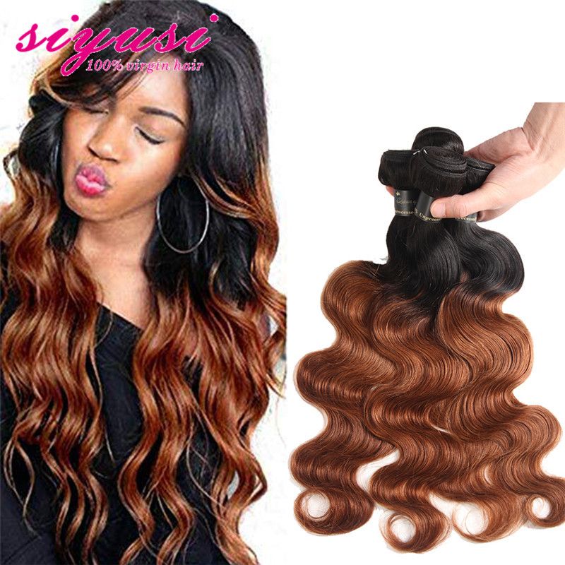 T1b 30 Ombre Malaysian Hair Weave Bundles Body Wave Twotone Black