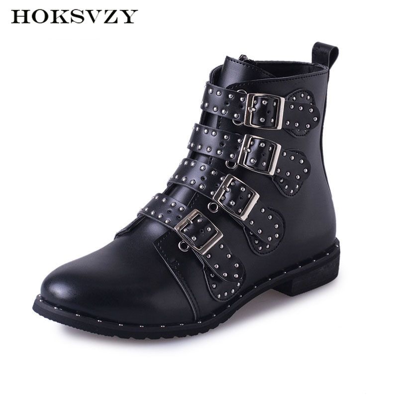 ladies black studded boots