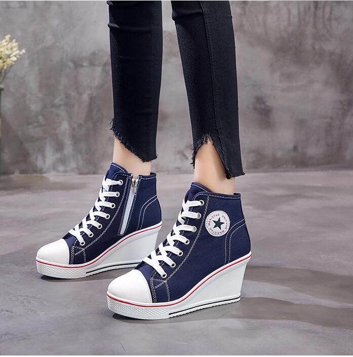 white high top wedge sneakers