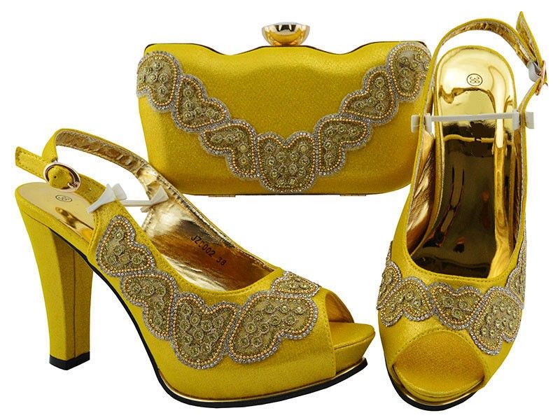 yellow shoes and bag to match