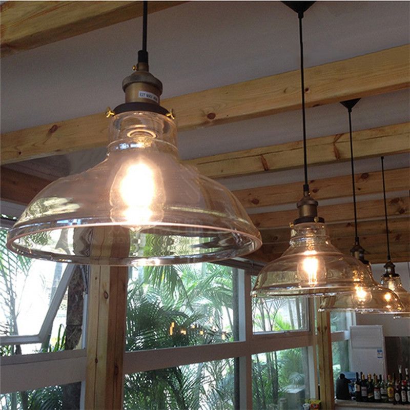 Clear Glass Shade Ceiling Vintage Retro Pendant Lamp Light Pendant