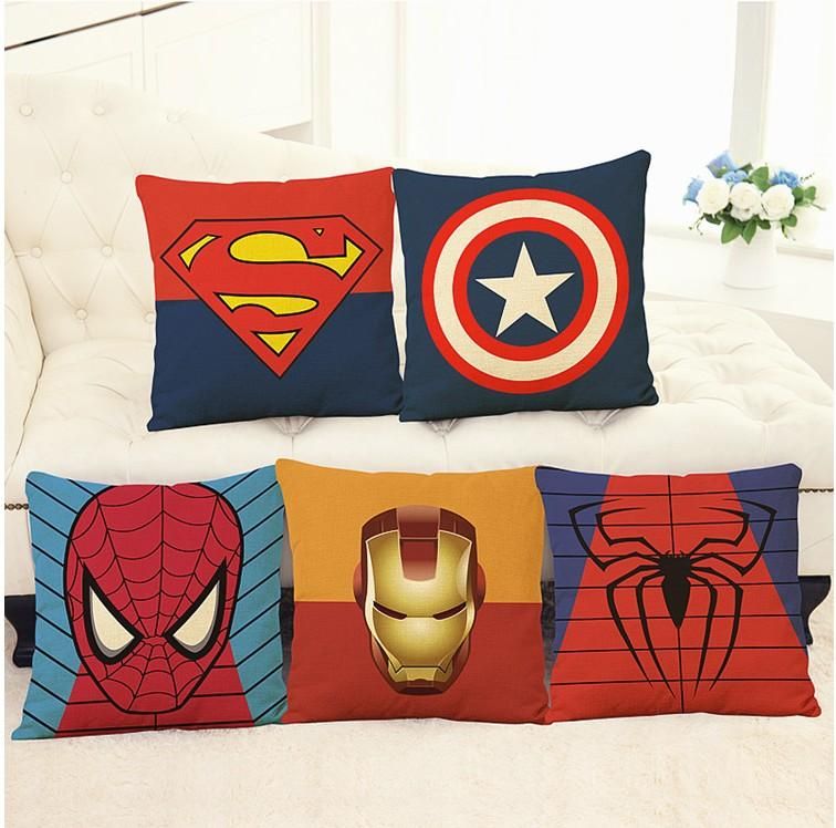 Superhero Cushion Cover Marvel Avengers Pillowcase Superman Batman Spider-Man