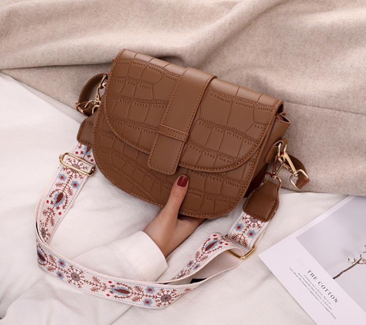 bandolera #Brown Bolso cruzado con patrón de cocodrilo para mujer 