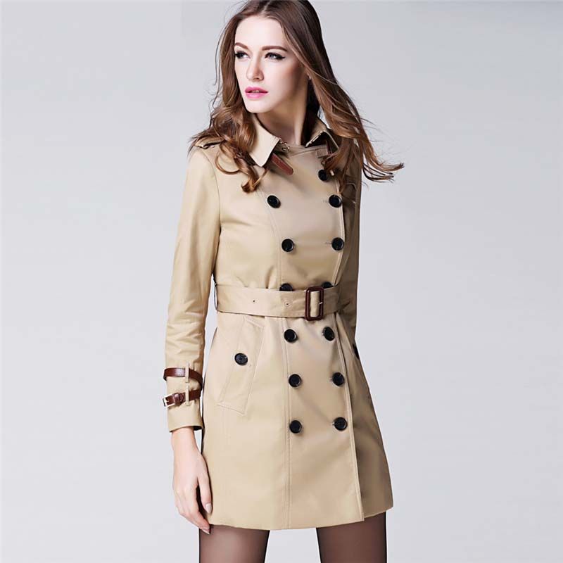 Classic Pink Femme Manteau Veste Double Boutonnage Décontractée Svelte Trench Coat