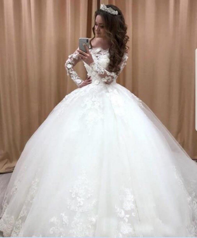 Bellissima Abito Da Sposa Abiti Da Sposa 3D Floral Lace Appliques Sheer  Neck Off The Spalla Illusion Maniche Lunghe Maniche Lunghe Tulle Abiti Da  Sposa Da 228,96 € | DHgate Italy
