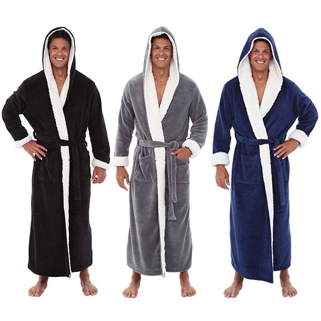 Shop Mens Sleepwear Online, Fashion Men Bathrobe Mens Winter Lengthened Plush Shawl Bath Home Clothes Long Sleeved Robe Coat Badjas #35 With Cheap As $26.2 | DHgate.Com