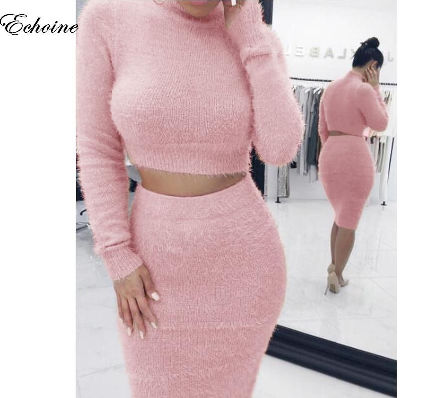 sweater top and skirt set