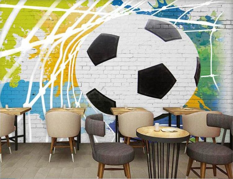 Custom Mural Wallpaper 3d Cartoon Soccer Photo Wall Painting Boys