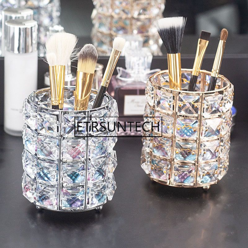 European Glitter Metal Crystal Pencil Pen Holder Brush Storage