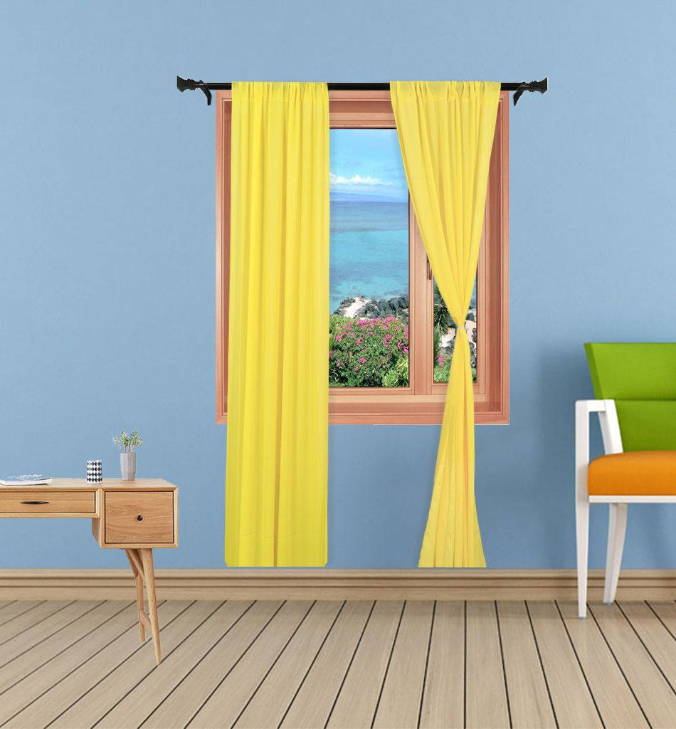 Hookless Shower Curtain Yellow Chiffon, Chiffon Shower Curtain