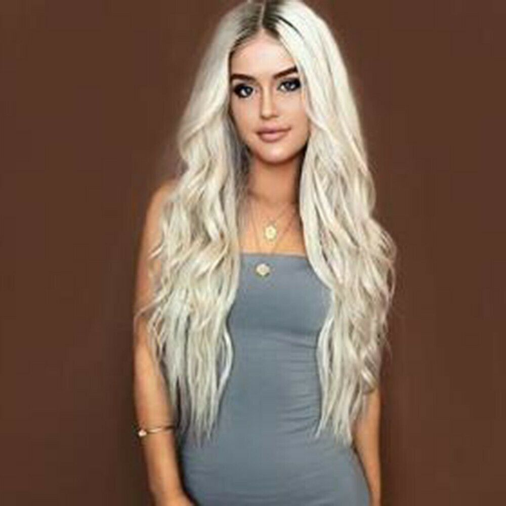 Fashion Beautiful Sexy White Party Wigs Long Curly Hair Full Lace