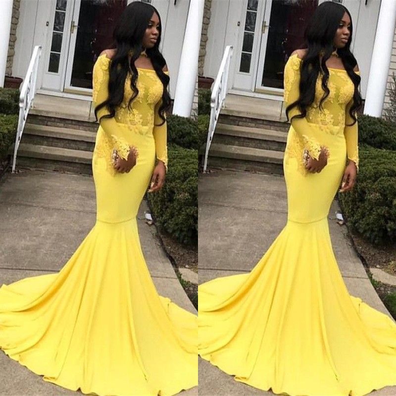 Yellow long prom dresses 2019 new arrivals