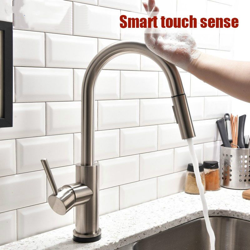 Touchless Kitchen Faucet Brushed Nickel Dandk Organizer