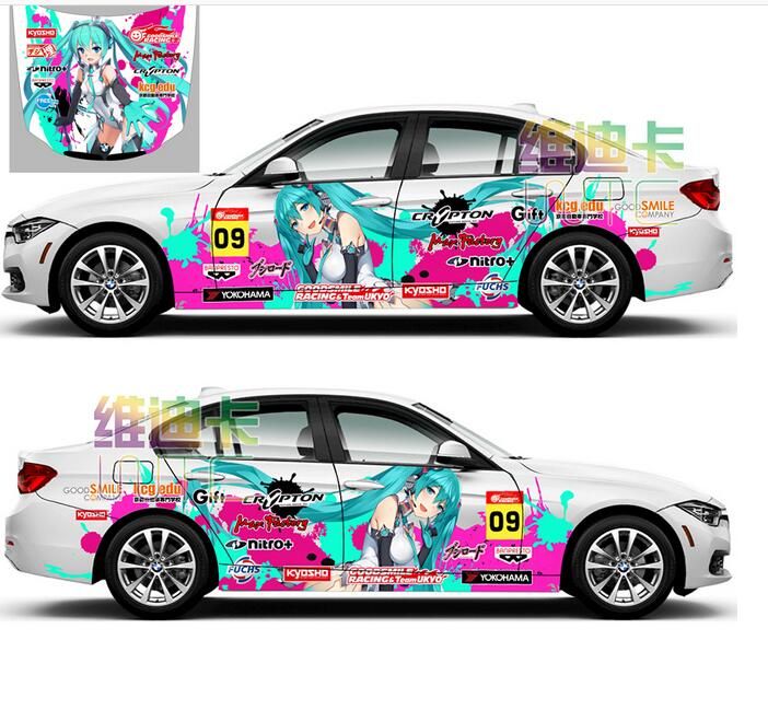 Hatsune Miku Manga Anime Cute Girl Car Hood Graphics Decal Vinyl Sticker Auto