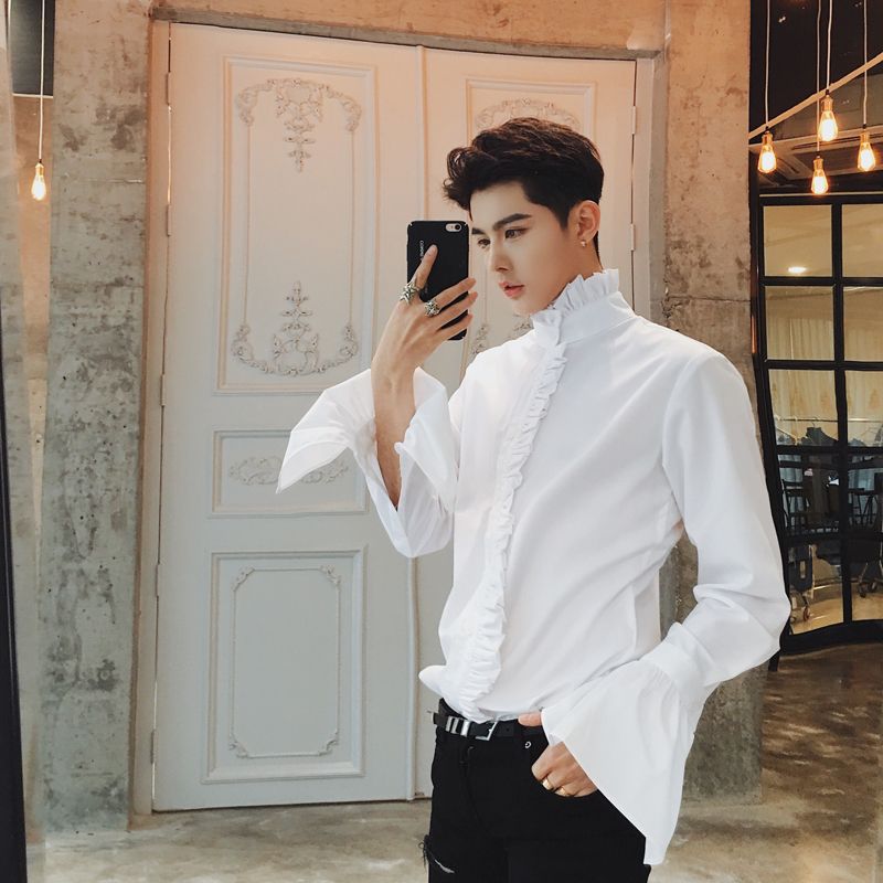 mens white ruffled dress shirt