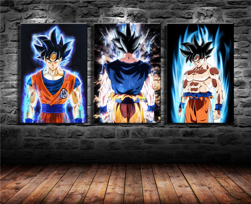 Dragon Ball, Goku -3,3 Piezas Impresiones de lienzos Arte de la pared Pintura al óleo Dragon Ball, Goku -3,3 Piezas Impresiones de lienzos Arte de la pared Pintura al óleo