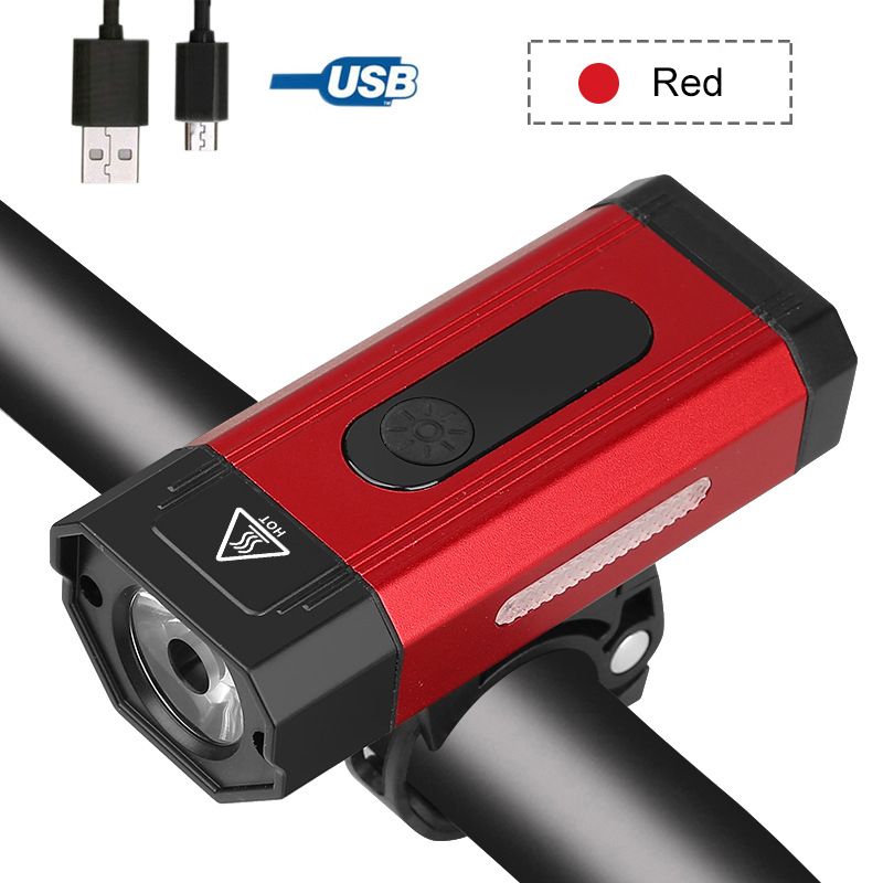 Lumières de vélo Étanche Light USB Phare avant 800 lm Lampe de cyclisme VTT Sécurité routière Torche de nuit avec batterie intégrée