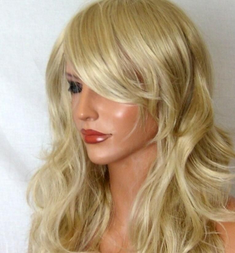 Ll Full Women Fashion Hair Wig Long Curly Fringe Light Ash Blonde