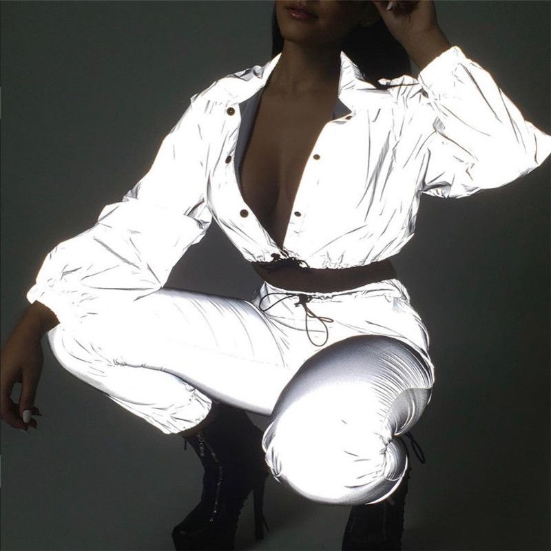 reflective crop top jacket