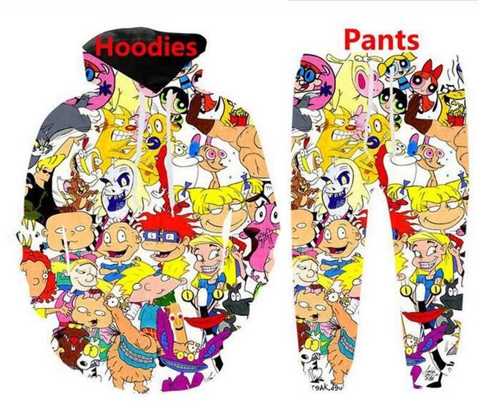 Acquistare Hot Insieme A Due Pezzi Donna Uomo Casual Tute 3D Printing  Personaggi Dei Cartoni Animati Degli Anni 90 Moda Felpe Con Cappuccio +  Pantaloni Felpa US0104 Economico | Consegna Veloce E