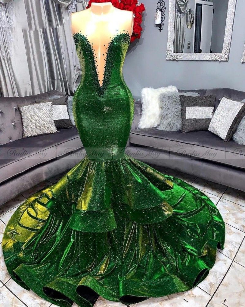 Vestidos de fiesta africanos de sirena de lima espeluznante africano para niñas negras ver a través Vestidos de fiesta africanos de sirena de lima espeluznante africano para niñas negras ver a través