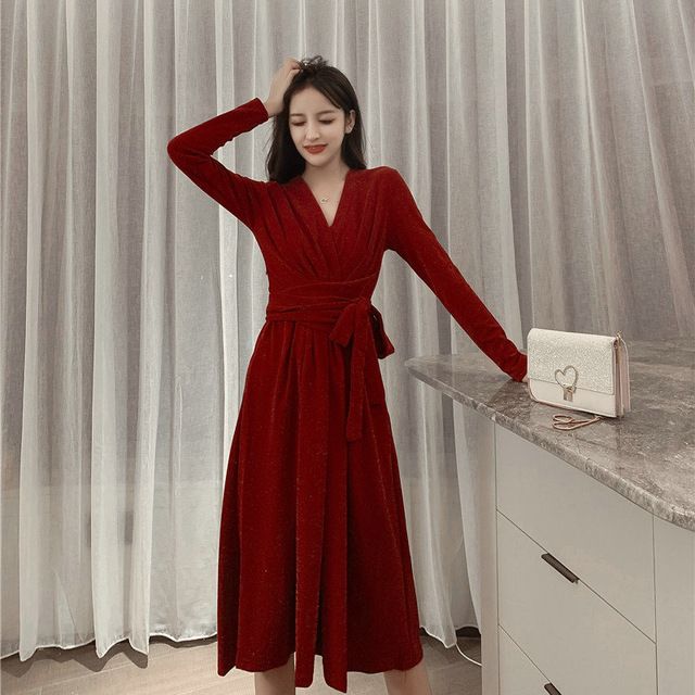 red Black Wrap Dress Woman Spring Bright Yarn V Neck High Waist One Piece Dresses For Women Look Thin Knee Length Robe New Christmas Party Dresses Night Dress From Gift111 65 33 red Black Wrap Dress Woman Spring Bright Yarn V Neck High Waist One Piece Dresses For Women Look Thin Knee Length Robe New Christmas Party Dresses Night Dress From Gift111 65 33