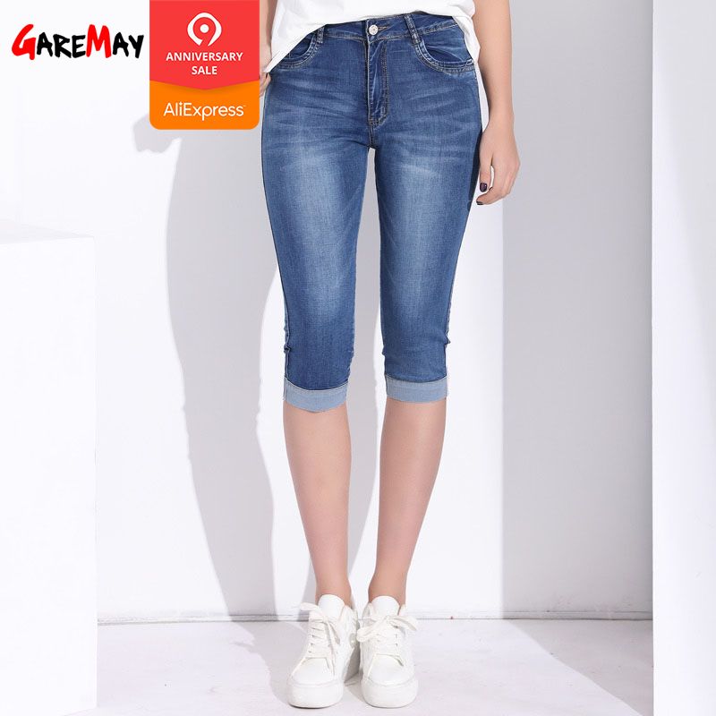 Acquistare Garemay Plus Size Skinny Capris Jeans Donna Donna Stretch  Lunghezza Al Ginocchio Pantaloncini Di Jeans Jeans Pantaloni Donna Con Vita  Alta Estate J19040102 Economico | Consegna Veloce E Qualità | DHgate Italy