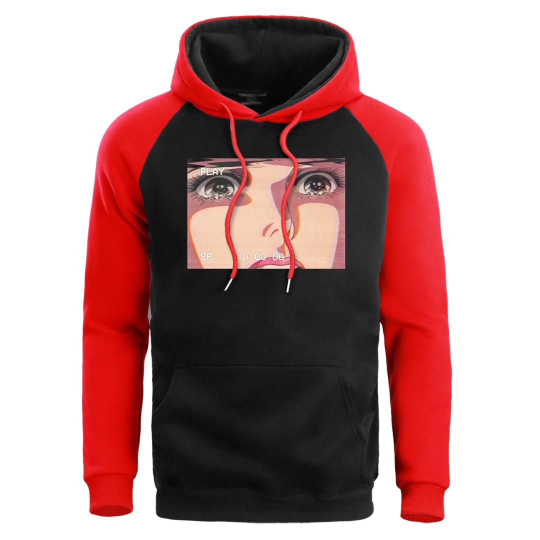 2020 Hoodie Retro Anime Crying Eyes Men Crewneck Hoodies Vaporwave Sweatshirts Winter Fleece ...