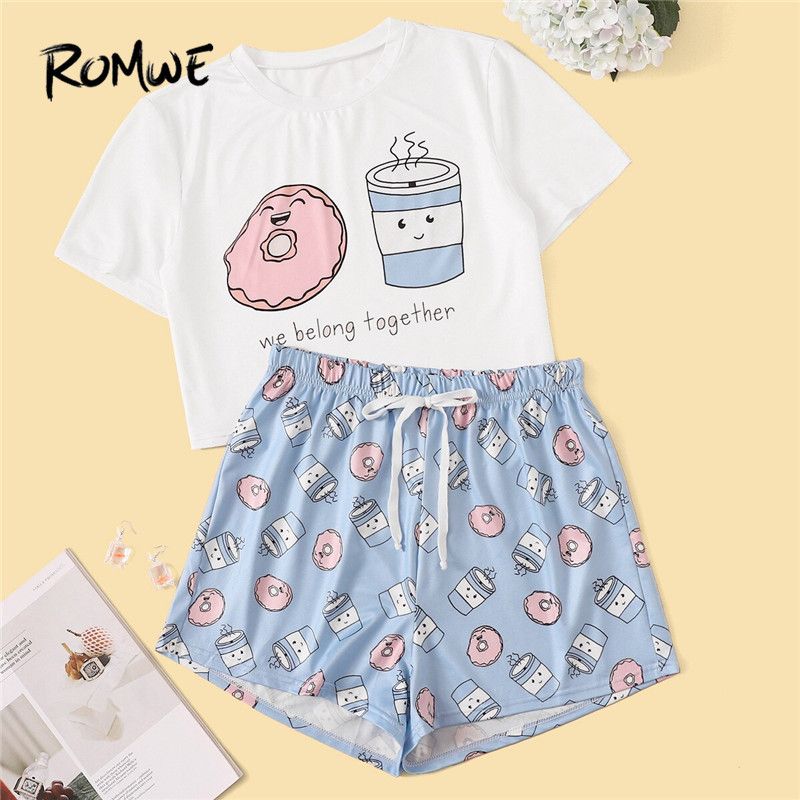 ROMWE Woman Cartoon And Letter Print 