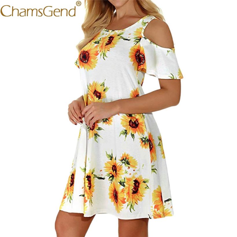 sunflower off the shoulder dress