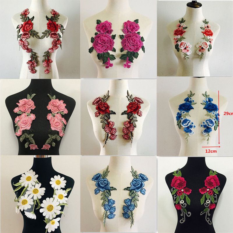 1 par de Flor de Parche con Cable embroideried apliques de encaje y apliques de trajes