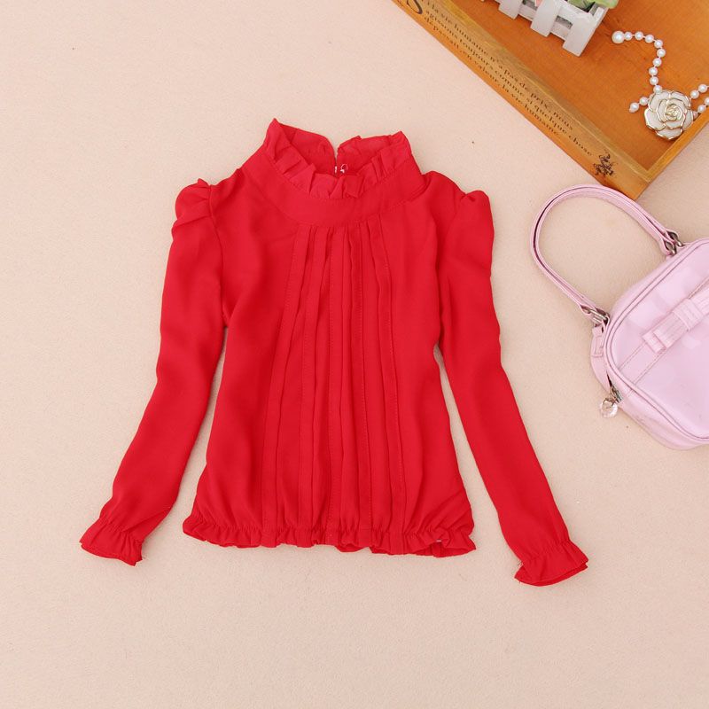Girls Kids Shirt Cotton Ruffle Top School Long Sleeve Shirts Age 2-16 years