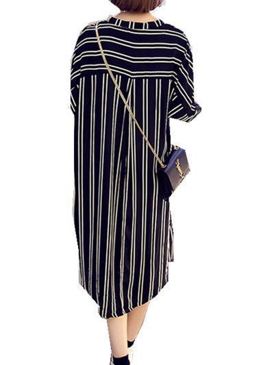 black and white vertical striped dress