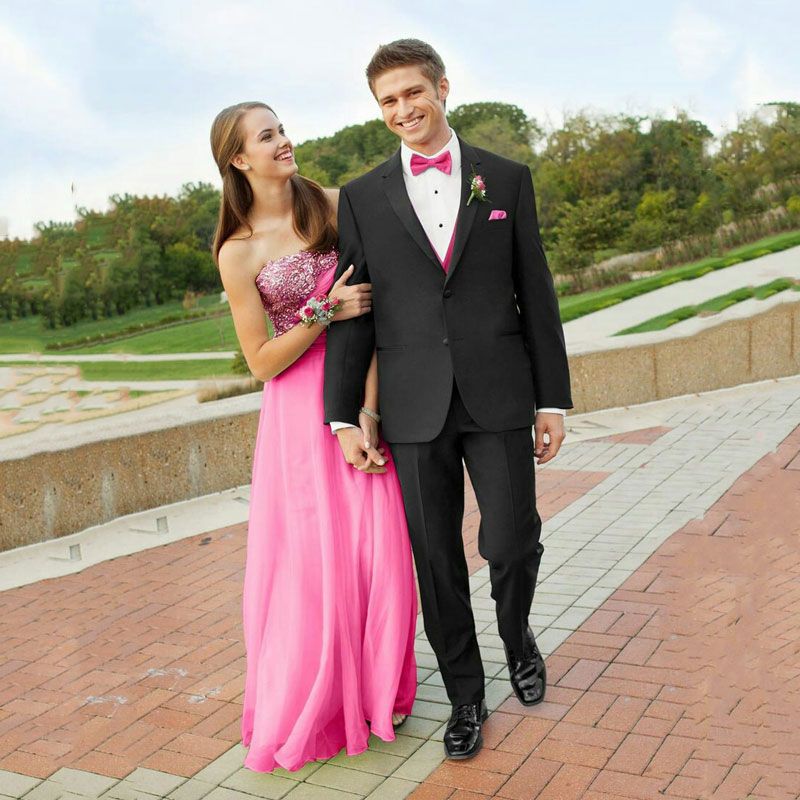black prom dress with black tux