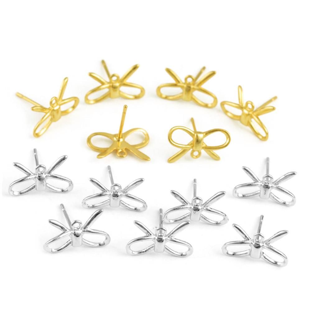gold bow earrings studs