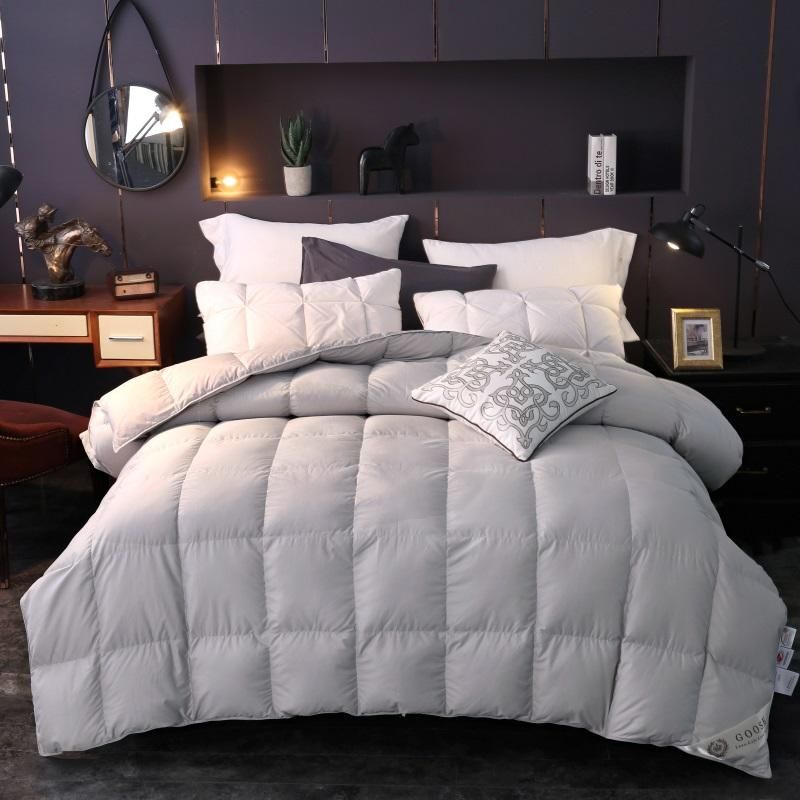 2020 100 Down Comforter White Gray Queen King Size Bed Set Quilt