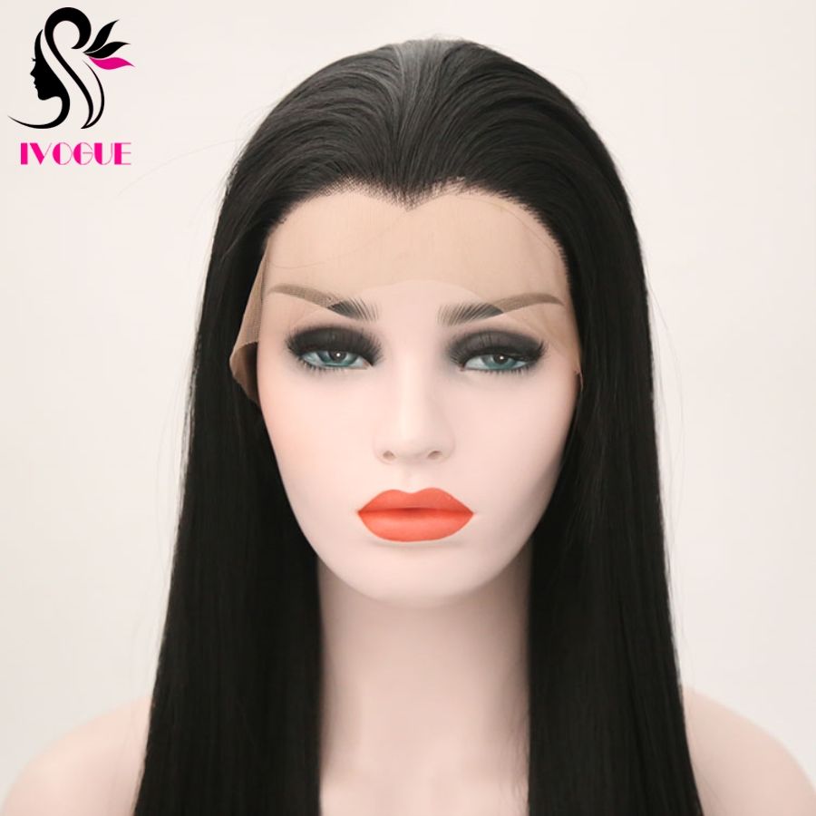 Long Straight Full Synthetic Wigs Widow S Peak Lace Front Wigs