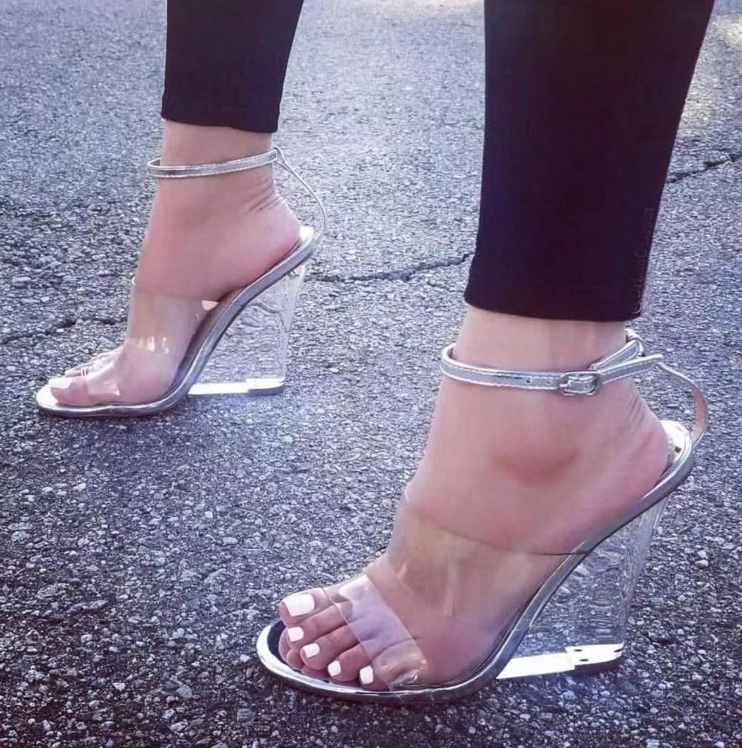 silver clear sandals