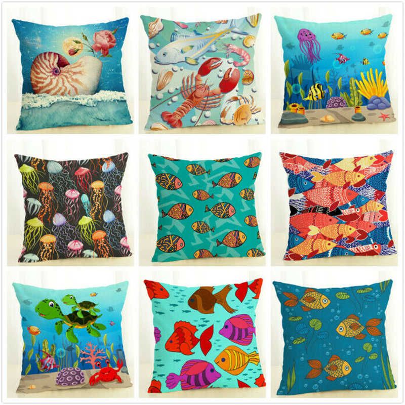 18 Sea Theme Fish Pillow Covers Nautical Throw Pillowcases Beach