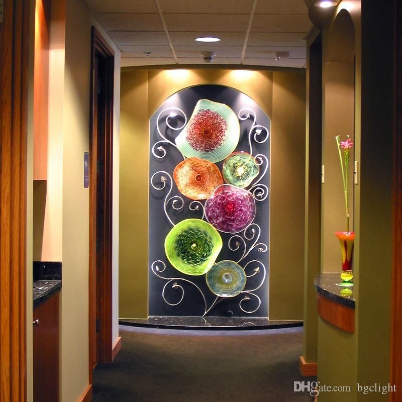 2021 Handmade Blown Glass Wall Lamps Art Decor 100 Blown Glass Plates 