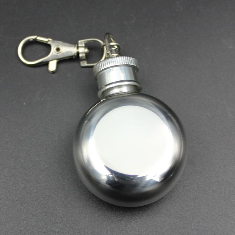 2020 1oz 28ml Mini Stainless Steel Round Hip Flask With Keychain Liquor