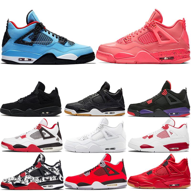 Nike Air Jordan Retro 4 Travis Scotts 4s Hot Punch Zapatos De Baloncesto  Para Hombre Para Hombre 4s IV Cactus Jack Blanco Puro Pizzeria Black Cat  Gum Raptors Blanco Por Jumpman23_store, 25,14