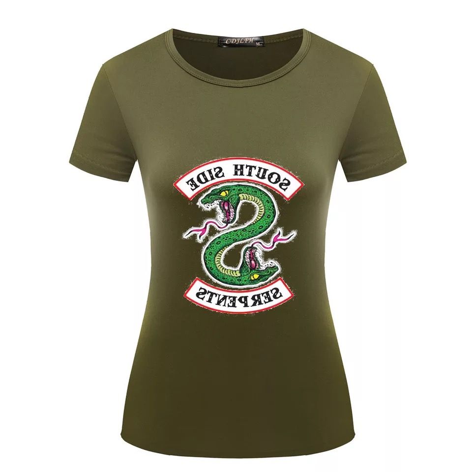 Flyself Riverdale Southside Serpents Stampat Crop Top T-Shirt e Shorts Girocollo Manica Corte Casuale Hip Pop Tops e Pantaloncini Magliette per Donne e Ragazze Estate Tumblr