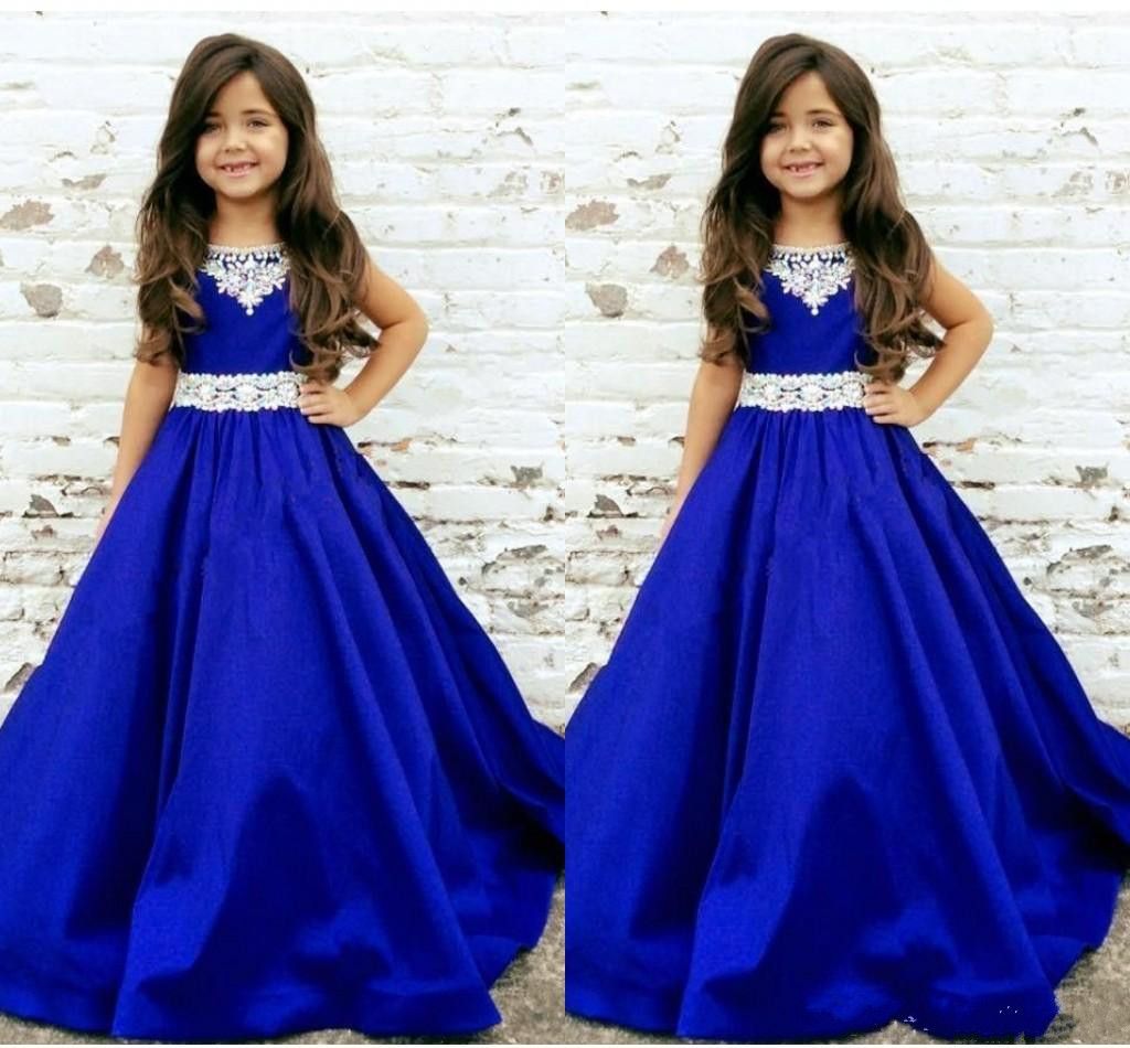 Royal blue and silver flower girl dresses Outlet