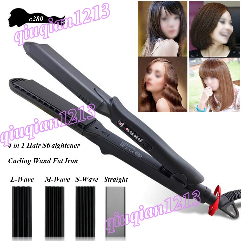 Compra 4 En 1 Intercambiable Plancha De Pelo Curling Wand Hierro Plano De  Cerámica Y Turmalina Calefactores De Placa Multifunción Profesional De  Peluquería Herramientas Barato | Entrega Rápida Y Calidad | Es.Dhgate