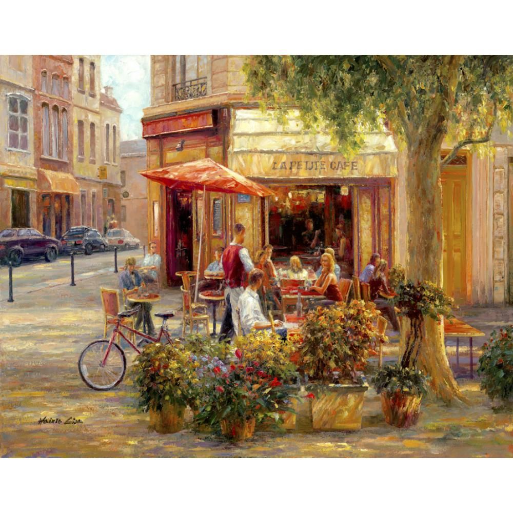 Hand Painted Oil Painting Cafe Corner, Paris Impressionism