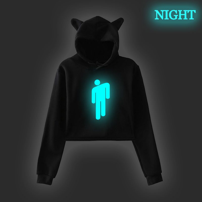 Billie Eilish Hoodies mujeres Harajuku Rosa Crop ropa ropa para niñas Streetwear manga